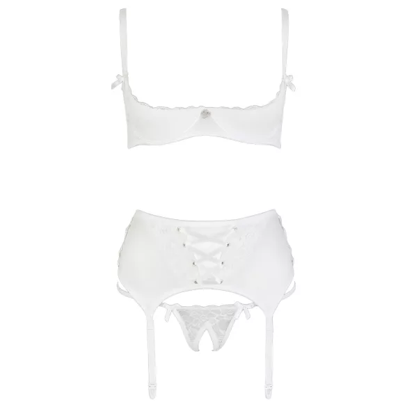 Cottelli - Schnür-BH-Set aus Spitze (weiß) - 85C/L