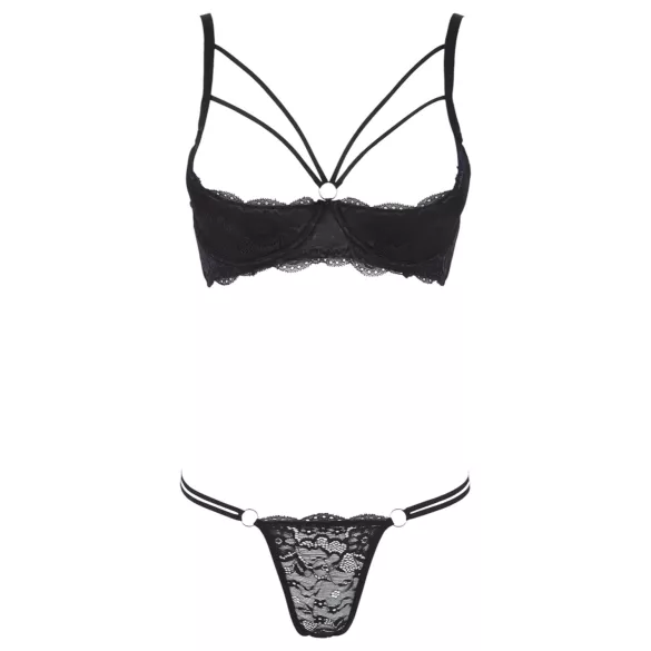 Cottelli - Riemen-BH mit Ring & String (schwarz) - 85B/L