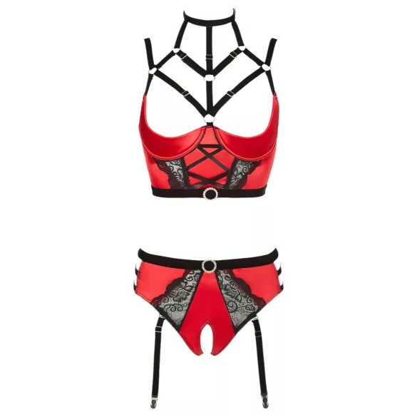 Abierta Fina - Hebe-BH-Set mit Ringen (rot) - 80B/M