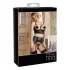 Abierta Fina - funkelndes Dessous-Set mit Trägern und Spitze (schwarz) - 80C/M