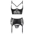 Abierta Fina - funkelndes Dessous-Set mit Trägern und Spitze (schwarz) - 80C/M