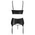 Abierta Fina - funkelndes Dessous-Set mit Trägern und Spitze (schwarz) - 80C/M