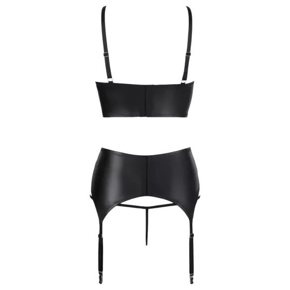 Abierta Fina - funkelndes Dessous-Set mit Trägern und Spitze (schwarz) - 85C/L