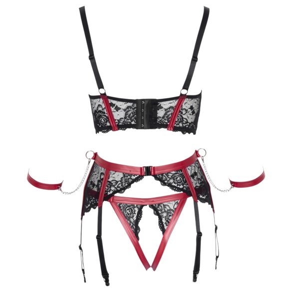 Cottelli Bondage - Mattes, Spitzen-BH-Set (Rot) - L