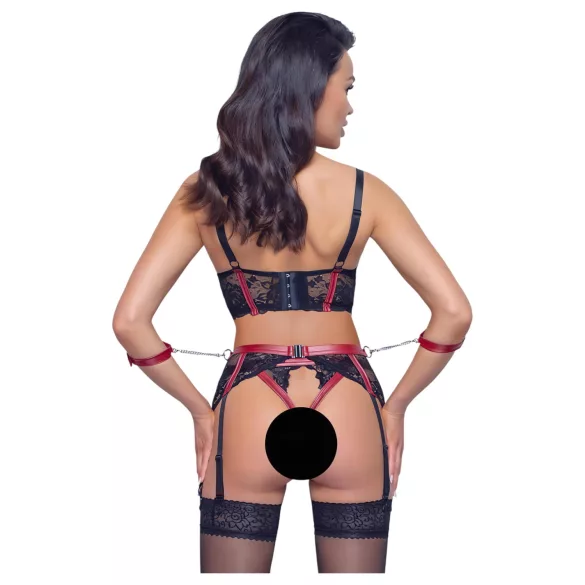 Cottelli Bondage - Mattes BH-Set mit Spitze (rot) - XL