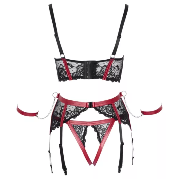 Cottelli Bondage - Mattes BH-Set mit Spitze (rot) - XL