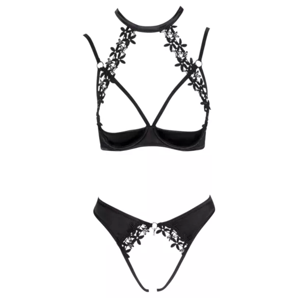 Cottelli - Spitzen-Push-Up-Set mit Halsband (schwarz) - 80B/M