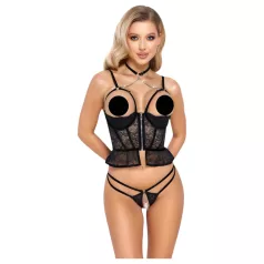 Abierta Fina - offener String und Korsett (schwarz)