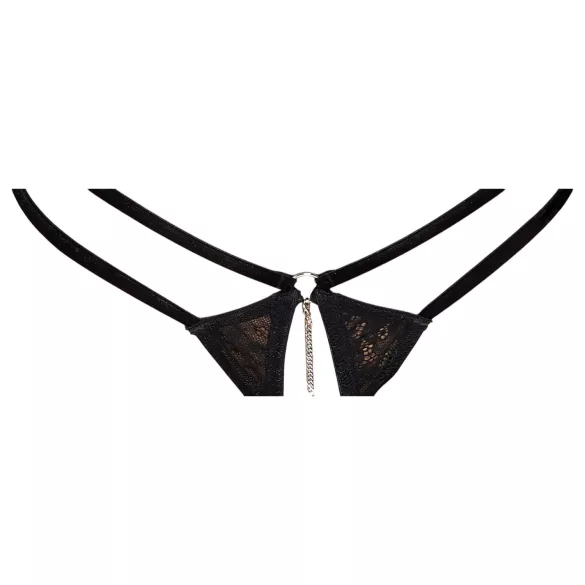 Abierta Fina - Offener String und Korsett (schwarz) - M