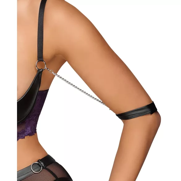 Cottelli Bondage - BH-Set und Handfesseln (schwarz-lila)