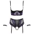 Cottelli Bondage - BH-Set und Handfesseln (schwarz-lila)