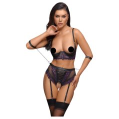   Cottelli Bondage - BH-Set mit Handschellen (schwarz-lila) - M