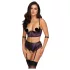 Cottelli Bondage - BH-Set und Handfesseln (schwarz-lila) - M