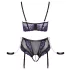 Cottelli Bondage - BH-Set und Handfesseln (schwarz-lila) - XL
