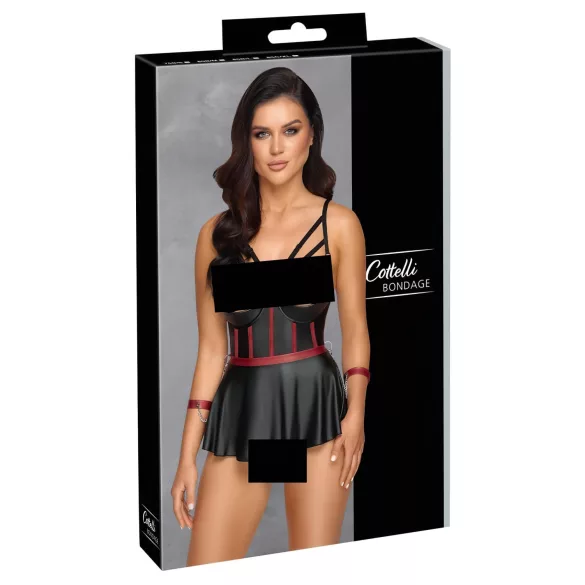 Cottelli Bondage - Glänzendes Set & Handfesseln (Schwarz) - 85B/L