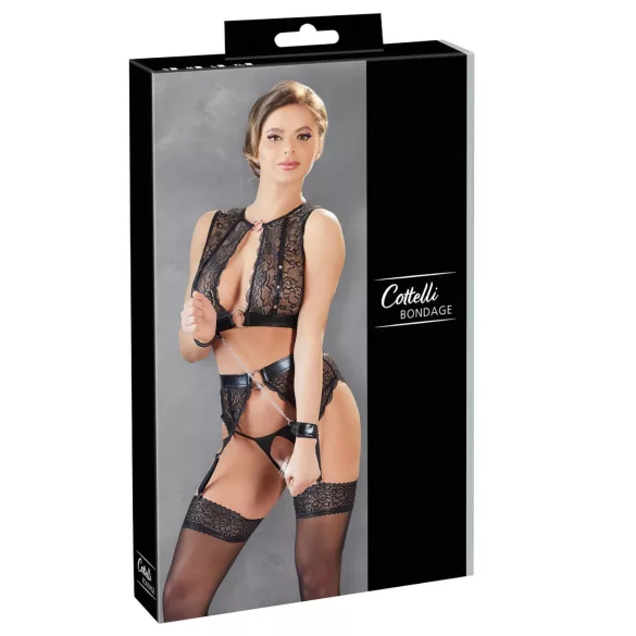 Cottelli Bondage - Spitzenwäsche-Set (4-teilig)