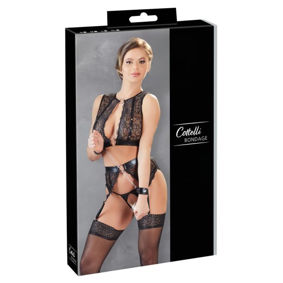 Cottelli Bondage - 4-teiliges Spitzen-Dessous-Set - M