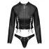 Cottelli - kurzes Kunstleder-Jäckchen und Tanga-Set (schwarz) - L