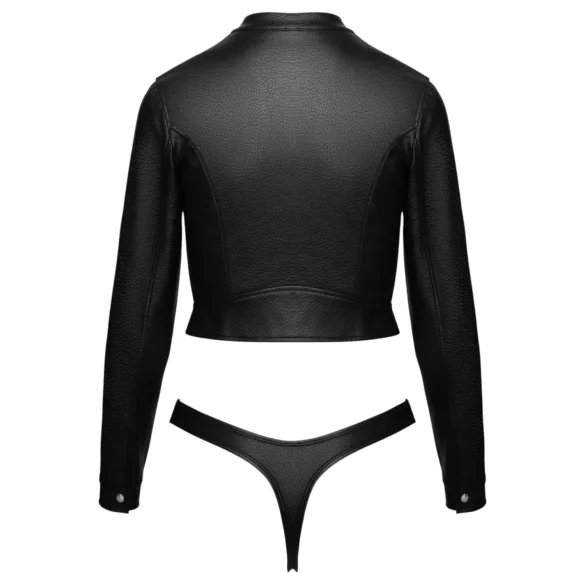 Cottelli - kurzes Kunstleder-Jäckchen und Tanga-Set (schwarz) - L