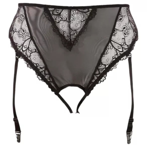 Cottelli Plus Size - Slip mit Spitzen-Strapsen (schwarz) - XXXXL