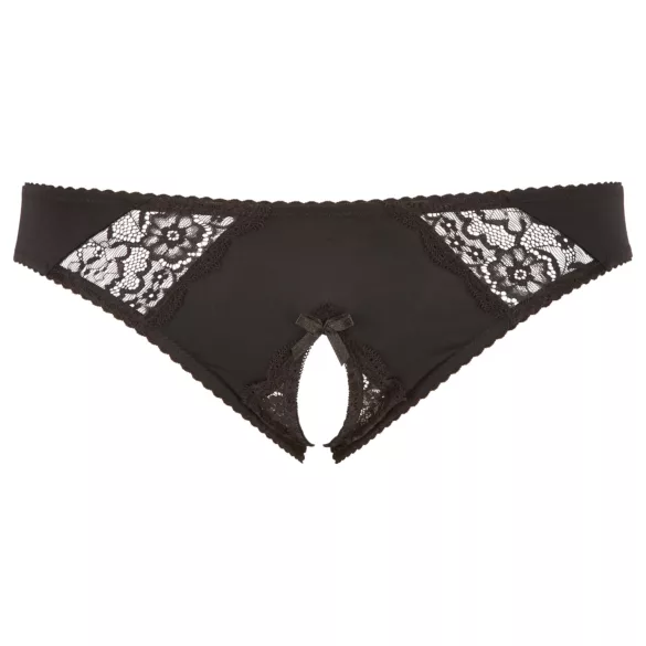 Cottelli Plus Size - Spitzen-Offen-Slip (schwarz) - 2XL