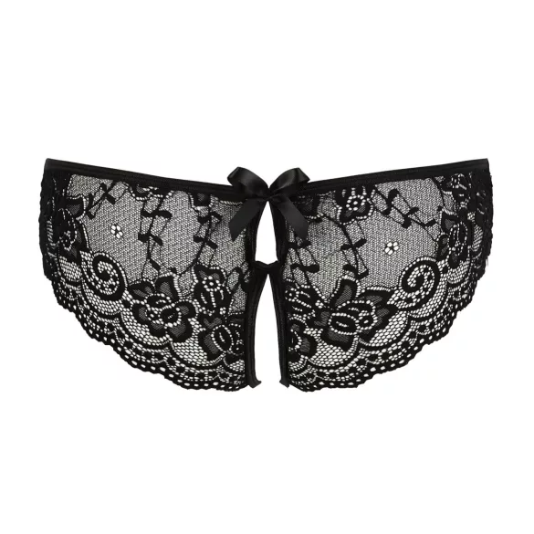 Cottelli - Spitzen-Slip mit Schleife und offenem Schritt (schwarz) - M