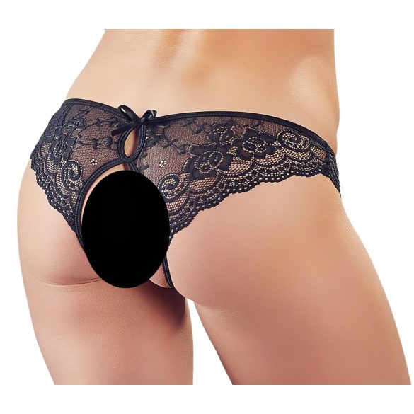 Cottelli - Spitzen-Slip mit Schleife und offenem Schritt (schwarz) - L