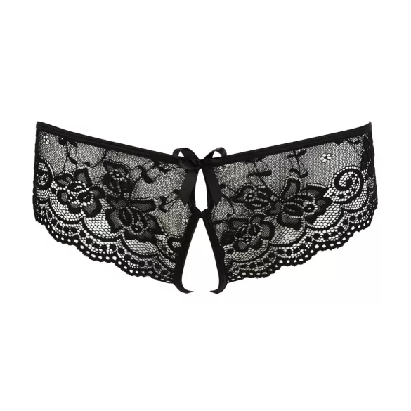 Cottelli - Spitzen-Slip mit Schleife und offenem Schritt (schwarz) - XL