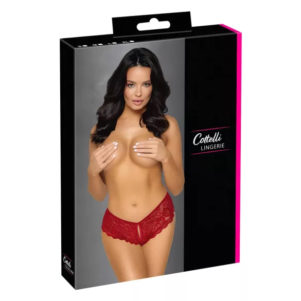 Cottelli - offener Spitzen-Slip (rot) - L