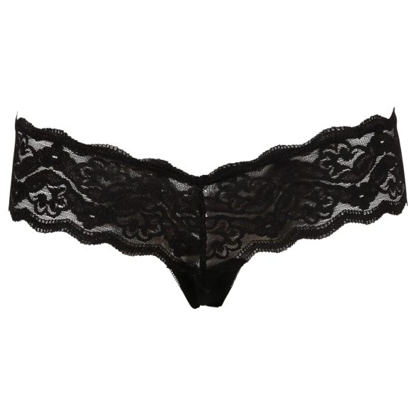 Cottelli - Perlen-Spitzen-Tanga (schwarz) - XL