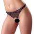 Cottelli - Perlenverzierte offene Spitzen-Tanga (schwarz) - L