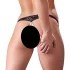 Cottelli - Perlenverzierte offene Spitzen-Tanga (schwarz) - L