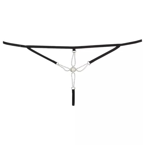 Cottelli - Strass Damen-String ouvert (schwarz) - M/L