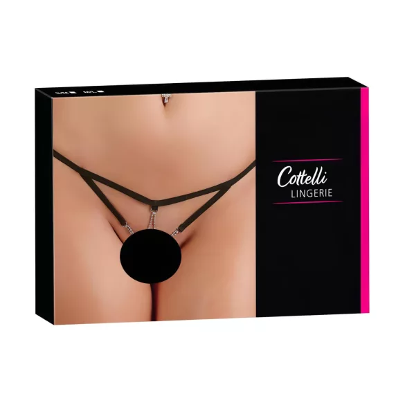 Cottelli - Strass Damen-String ouvert (schwarz) - M/L