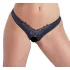 Cottelli - Perlenverzierte, offene Blütenslip (schwarz) - L