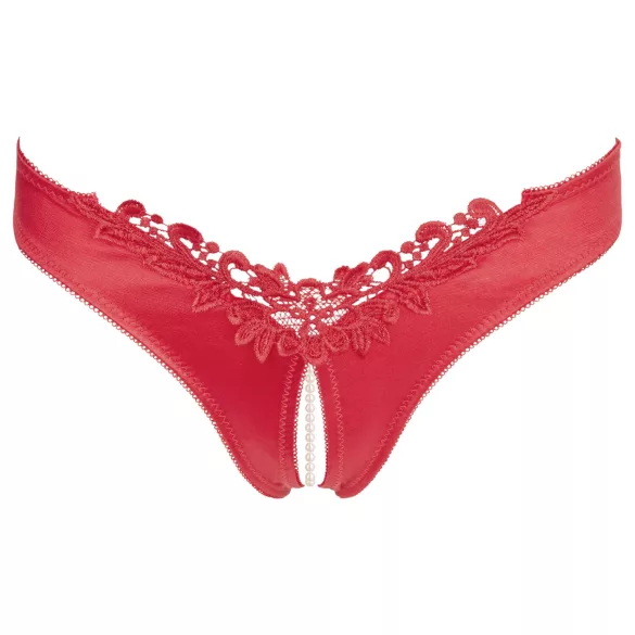 Cottelli - Perlen und offene Blumen-Damenhose (rot)