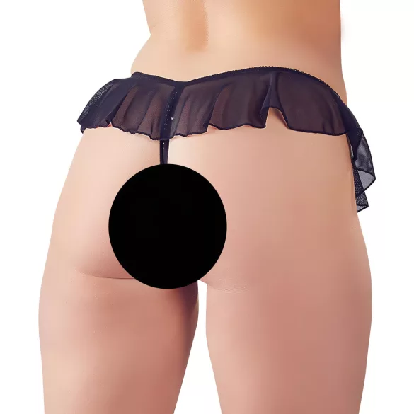 Cottelli - Offener, Perlenbesetzter Spitzentanga (Schwarz) - XL
