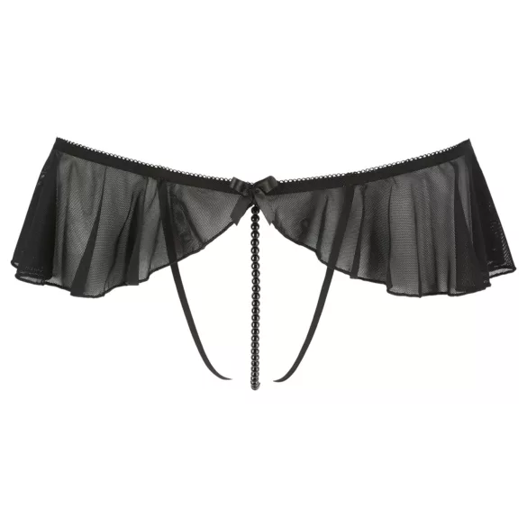 Cottelli - Offener, Perlenbesetzter Spitzentanga (Schwarz) - XL