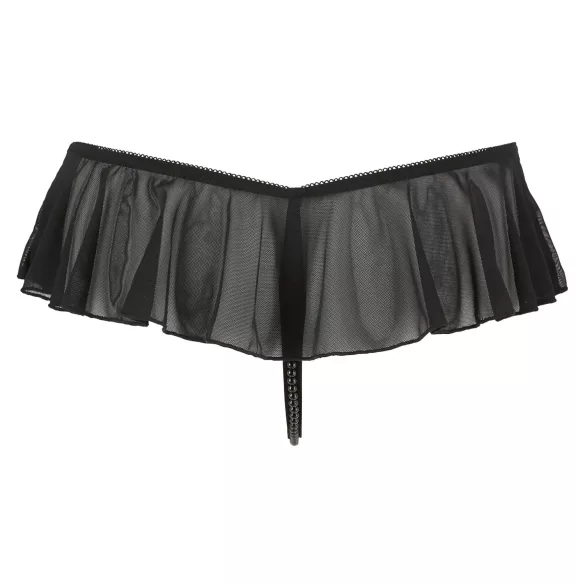Cottelli - Offener, Perlenbesetzter Spitzentanga (Schwarz) - XL