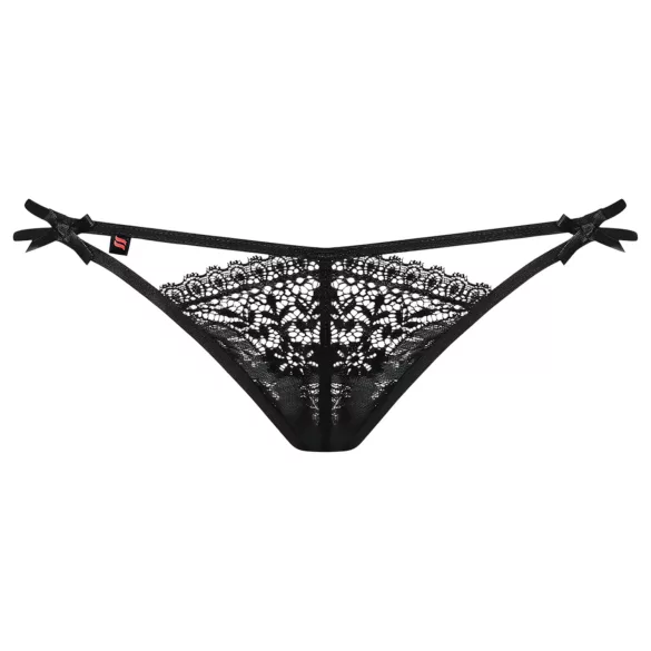 Obsessive Intensa - Doppelt geschnürter Spitzen-Tanga (schwarz)