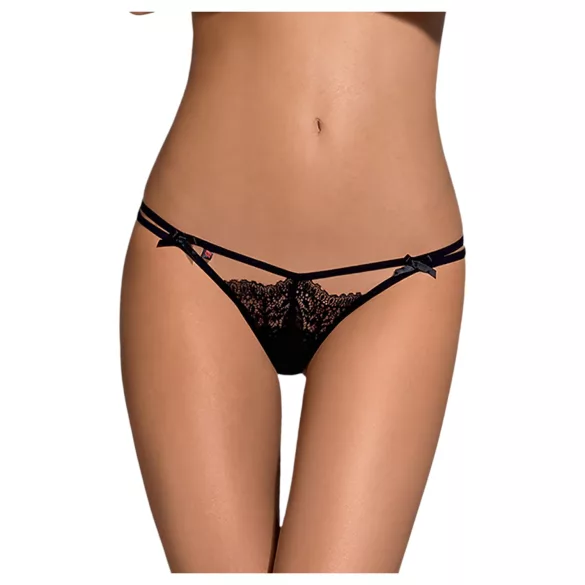 Obsessive Intensa - Doppelt geschnürter Spitzen-Tanga (schwarz)