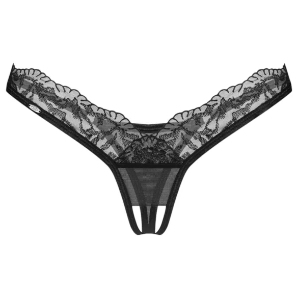 Obsessive - Transparenter Spitzen-Tanga (Schwarz) - 2XL/3XL