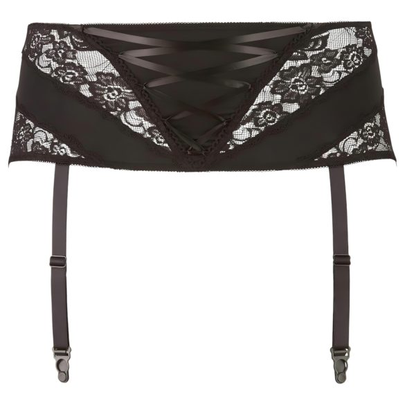 Cottelli Plus Size - Spitzen Strapshemd mit Schnürung (schwarz) - XL