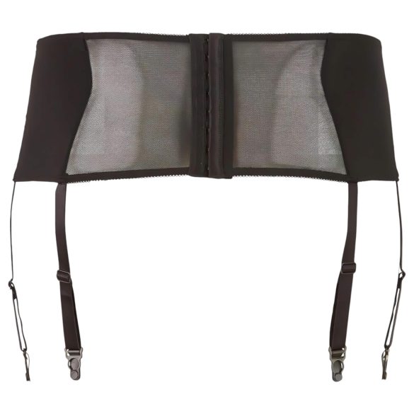 Cottelli Plus Size - Spitzen Strapshemd mit Schnürung (schwarz) - XL