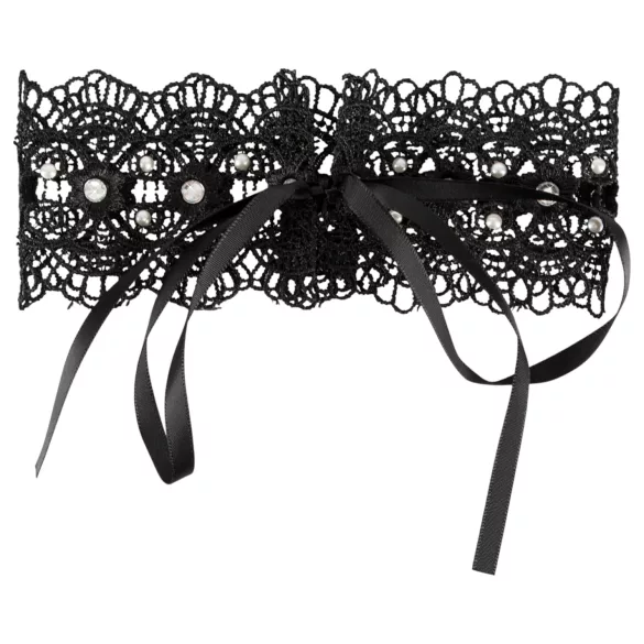 Cottelli - Perlen- und Strass-Spitzenkragen (schwarz)