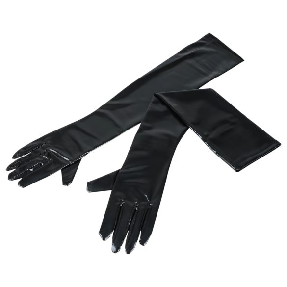 Cottelli - Lange glänzende Handschuhe (schwarz)