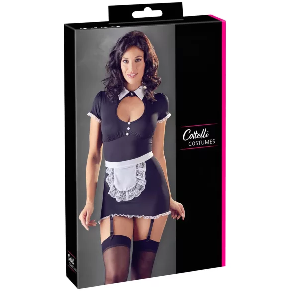 Cottelli - Dienstmädchen-Kleid mit Strapsen (Schwarz-Weiß) - M