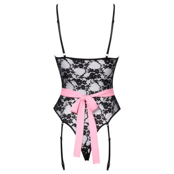 Cottelli - Transparente Dienstmädchenkostüm (schwarz-pink) - M