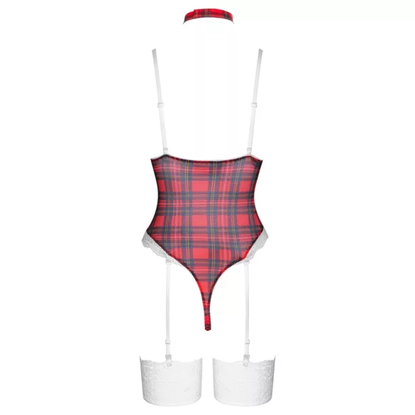 Cottelli - Kariertes Body-Set (Rot) - L