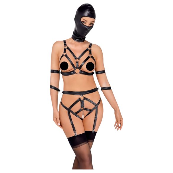 Bad Kitty - Körpergeschirr Set und Maske (schwarz) - L